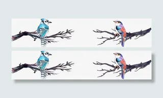 水彩小鸟分割线免抠