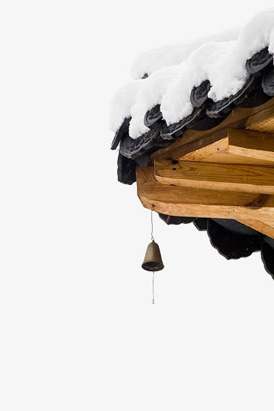 手绘积雪建筑檐角免抠