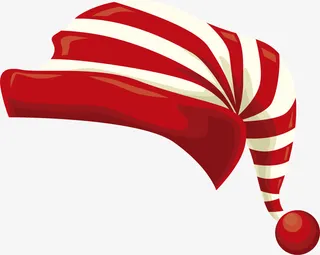 红色冬季线条圣诞帽免抠