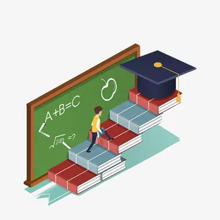 卡通手绘共同进步免抠