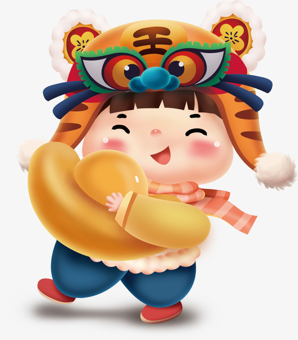 可爱福气虎娃免抠动植物动物元素