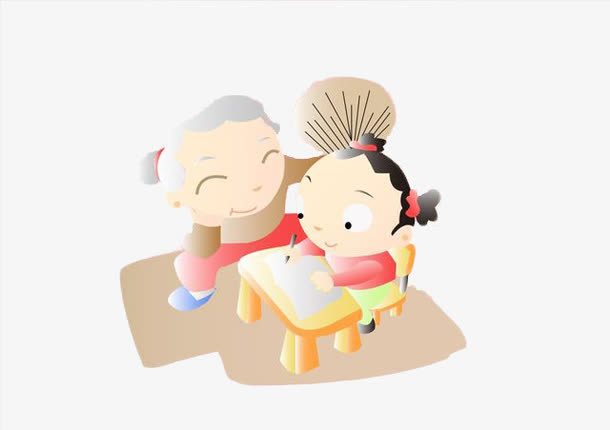 奶奶为孙女扇风免抠