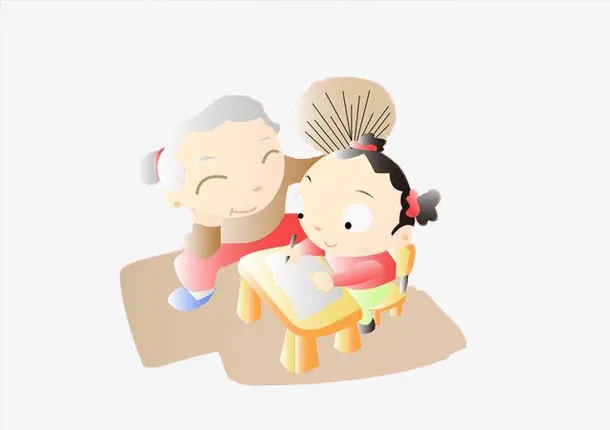 奶奶为孙女扇风免抠
