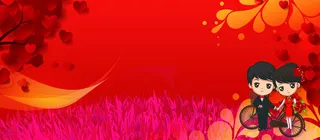 婚庆梦幻红色banner背景高清