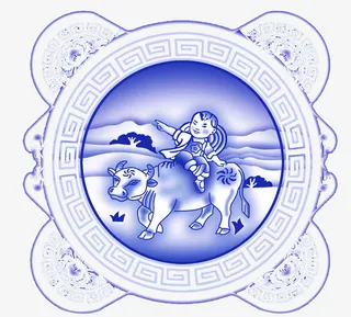 牧童遥指杏花村图免抠