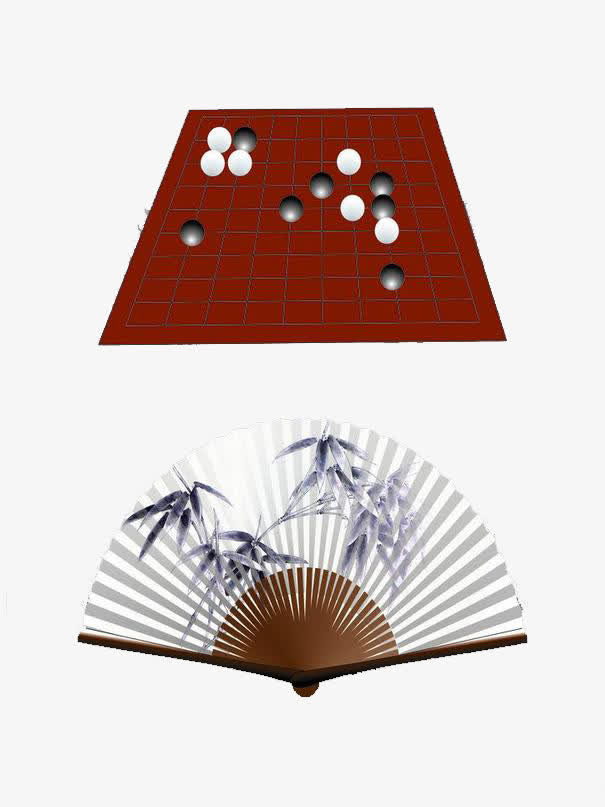 围棋中国风扇子免抠