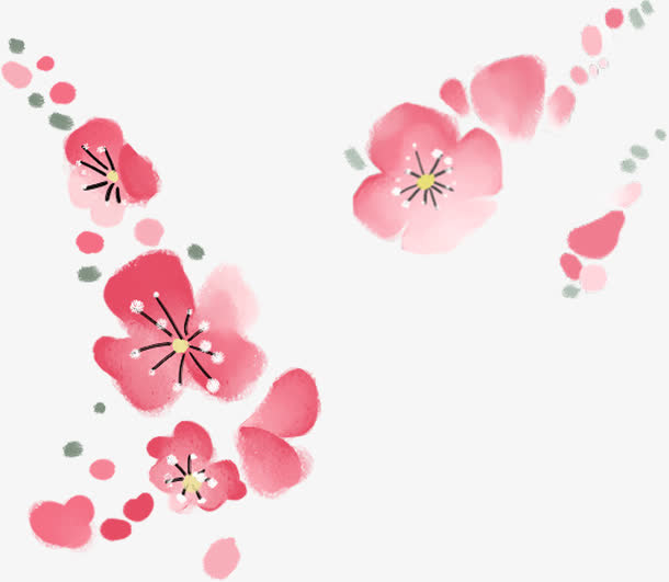 粉色漂浮复古梅花免抠