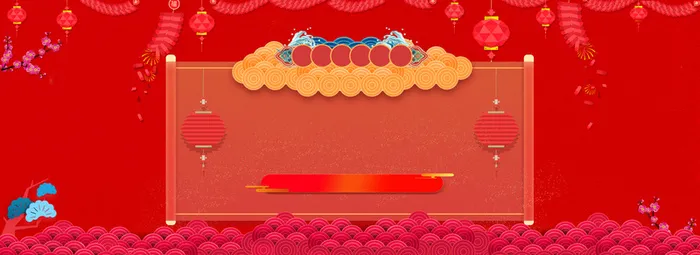 红色中国风海报banner背景高清