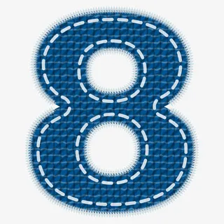 蓝色牛仔数字艺术字免抠