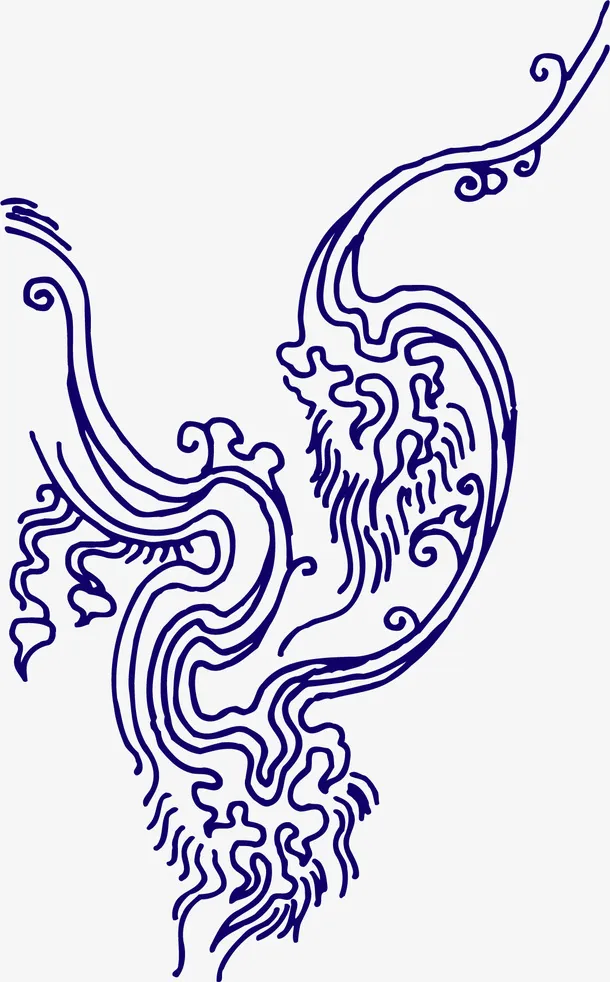 蓝色中国风青花瓷纹理图案免抠