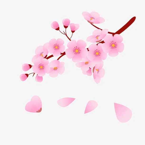 春天桃花花朵花瓣春季樱花桃花素免抠手绘/卡通手绘元素