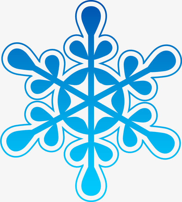 蓝色冬日闪耀雪花片免抠