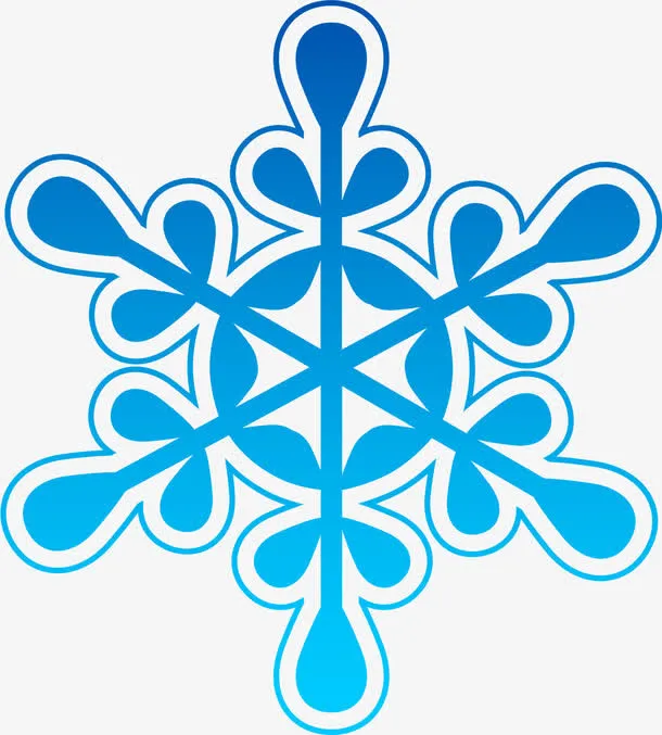 蓝色冬日闪耀雪花片免抠