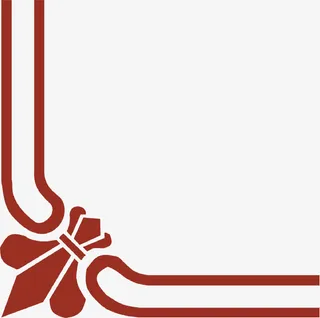 中国风红色边角装饰边框免抠