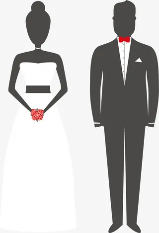 婚礼新娘新郎剪影免抠