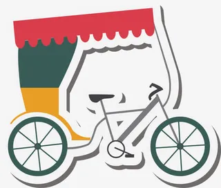 矢量年代感黄包车免抠