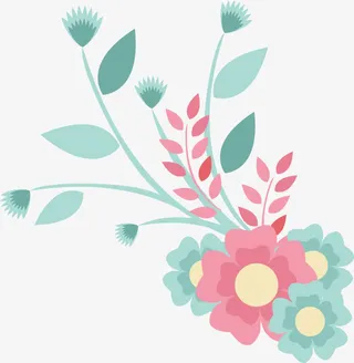 手绘多彩小花免抠