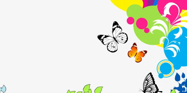 春天清新卡通手绘花朵蝴蝶免抠