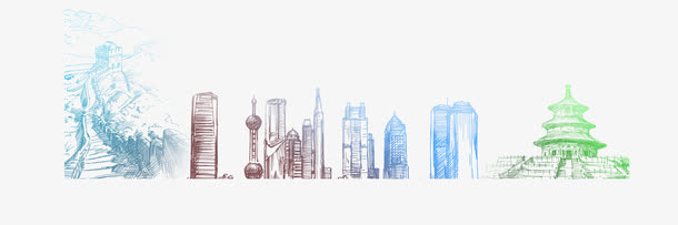 手绘建筑免抠