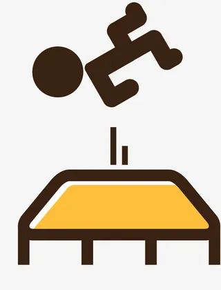 空翻的矢量卡通蹦床免抠