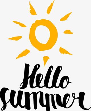 你好夏天T恤印花设计免抠标签元素