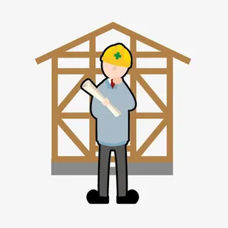 手绘建筑图片手绘 卡通工程师免抠