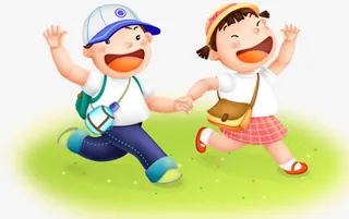 放学回家儿童插画矢量图免抠