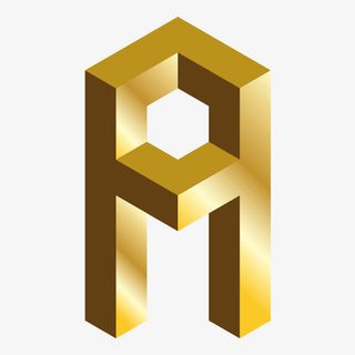 金色c4d英文字母A立体艺术字免抠