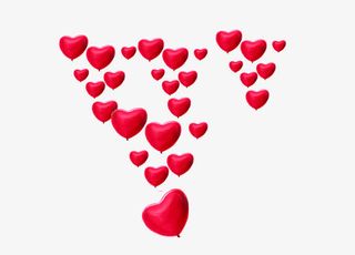 红色飘动爱心气球免抠