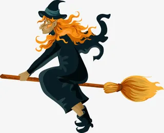 黑色卡通巫婆免抠