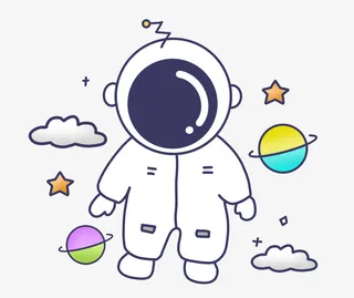 卡通宇航员装饰素材免抠