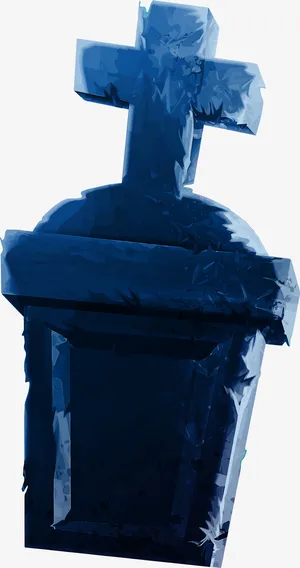 蓝色卡通墓地墓碑免抠