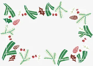 圣诞节绿色卡通树枝边框免抠