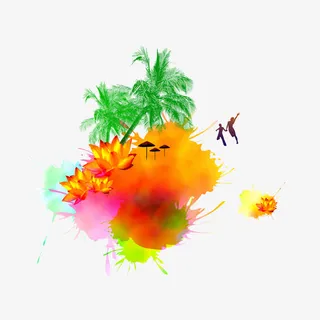 橙色泼墨海报背景素材