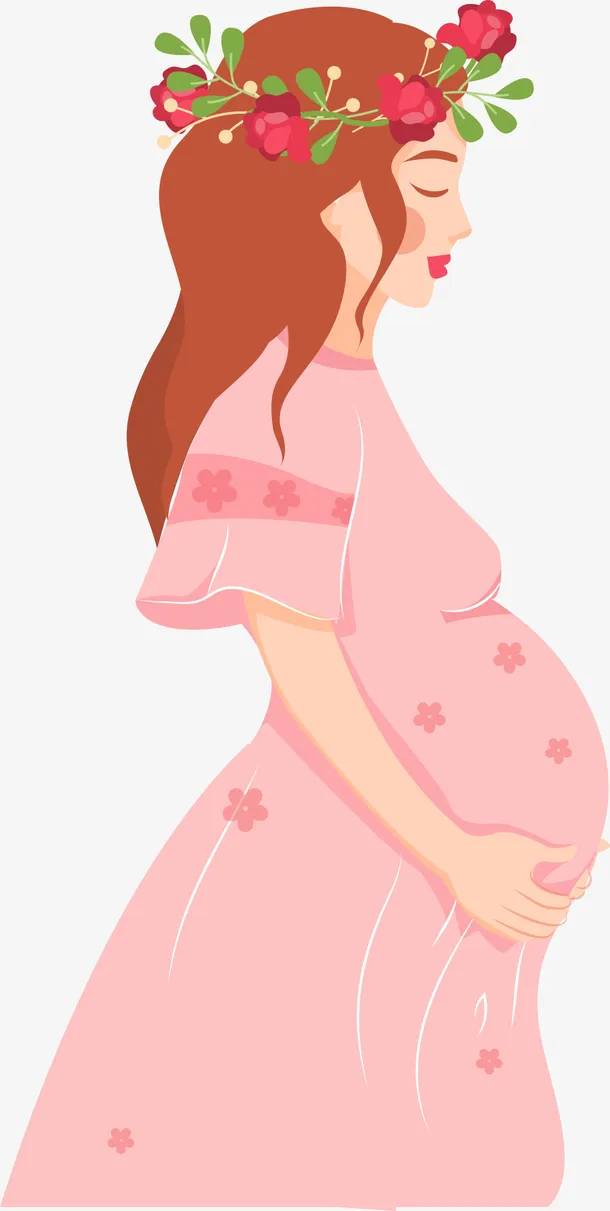 美丽粉裙花朵母亲免抠