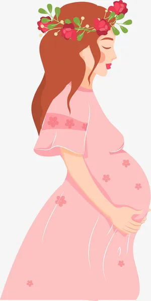 美丽粉裙花朵母亲免抠