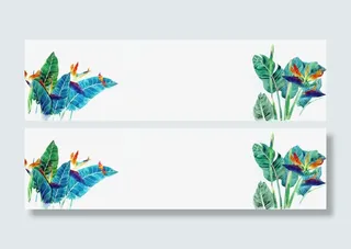 绿色手绘阔叶植物素材免抠