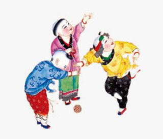 中国风娃娃年画免抠