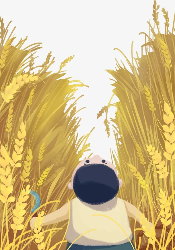 黄色创意麦田元素免抠