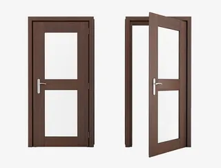 大门敞开中式木门免抠