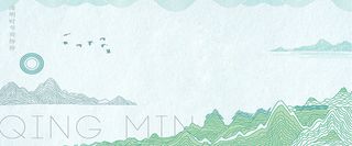 手绘线描清明节banner高清