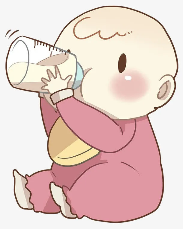 卡通插画胖嘟嘟婴儿在喝奶免抠