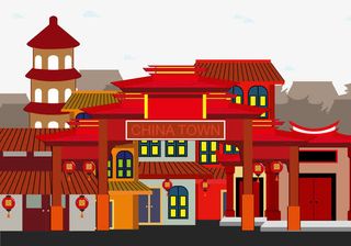 矢量唐人街免抠