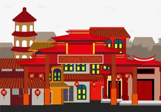 矢量唐人街免抠