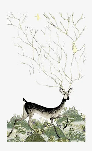 手绘水彩梅花鹿免抠