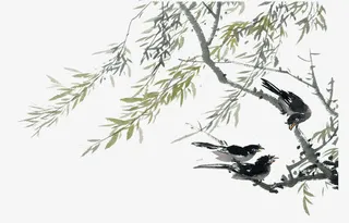 花鸟水墨画免抠