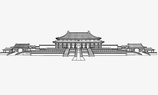 手绘故宫免抠