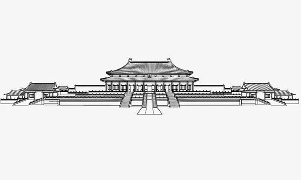 手绘故宫免抠