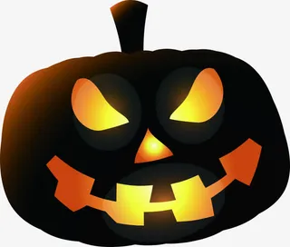 手绘黑色万圣节南瓜灯免抠