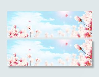 唯美春天风景背景免抠